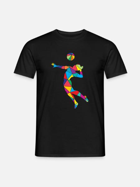 Volleyball Polygon Low Poly Volleyballspieler - Männer T-Shirt - Schwarz