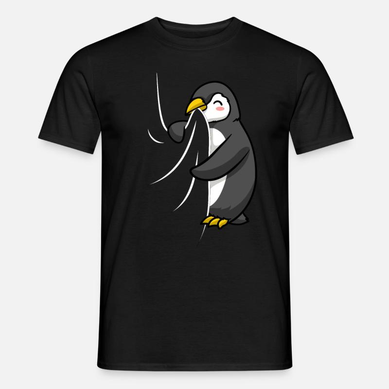 Biting Penguin - Männer T-Shirt - Schwarz