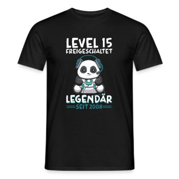 Level 15 Jahre Geburtstagsshirt Panda Gamer - Männer T-Shirt - Schwarz - Vorne - AI Model Male 178 light (178cm)