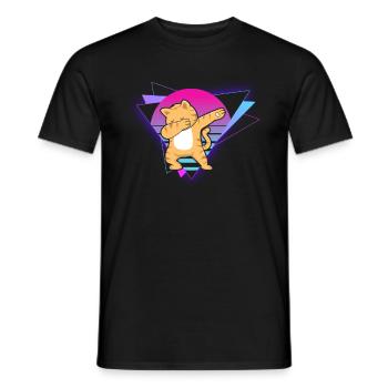 Chat Vaporwave - T-shirt homme - noir - Devant - AI Model Male 178 light (178cm)