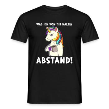 Einhorn Kaffee Was ich von dir halte Abstand - Männer T-Shirt - Schwarz - Vorne - AI Model Male 178 light (178cm)