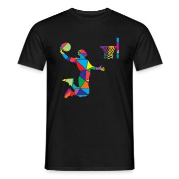 Low Poly Baller Polygon Basketball - Men's T-Shirt - black - Front - AI Model Male 178 light (178cm)