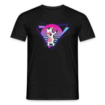 Vaporwave Cow - Männer T-Shirt - Schwarz - Vorne - AI Model Male 178 light (178cm)