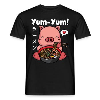 Yum Yum Japan Anime Ramen Nudel Schwein - Männer T-Shirt - Schwarz - Vorne - AI Model Male 178 light (178cm)