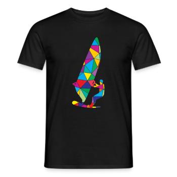 Low Poly Windsurfen Polygon Windsurfen - Männer T-Shirt - Schwarz - Vorne - AI Model Male 178 light (178cm)
