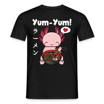 Anime Axolotl Ramen Nudeln Manga Kawaii - Männer T-Shirt - Schwarz - Vorne - AI Model Male 178 light (178cm)