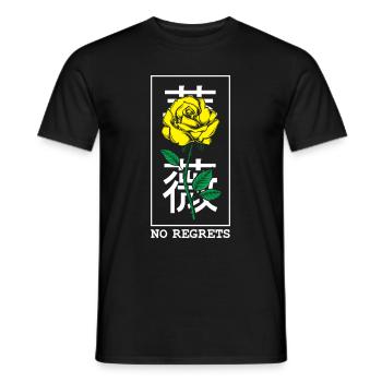 Black Rose No Regrets Floral Flower Rose - Men's T-Shirt - black - Front - AI Model Male 178 light (178cm)