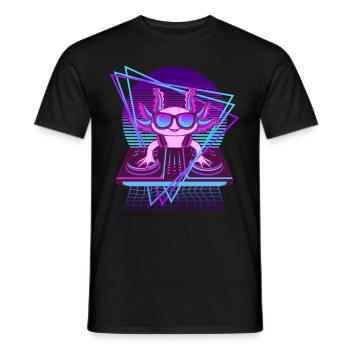 Cool Vaporwave Axolotl DJ Pult Axolotl - Männer T-Shirt - Schwarz - Vorne - AI Model Male 178 light (178cm)