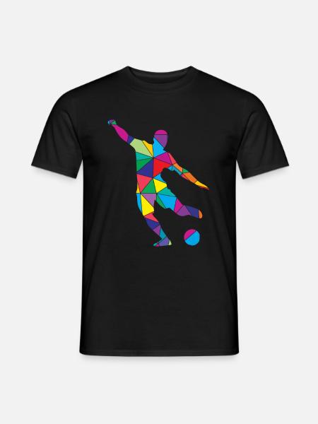 Low Poly Torwart Polygon Fußball - Männer T-Shirt - Schwarz