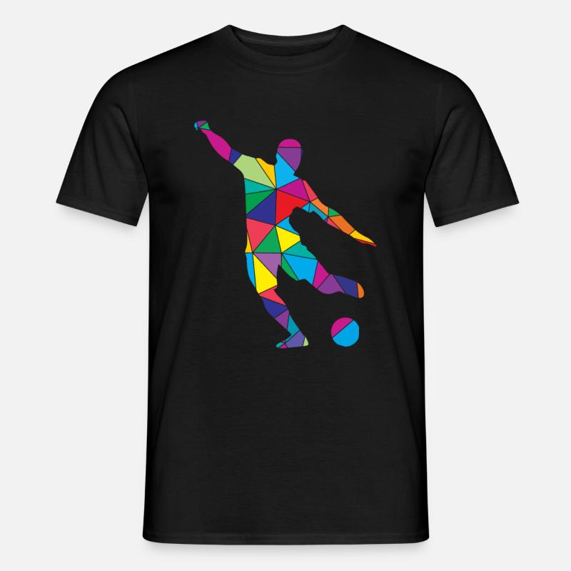 Low Poly Torwart Polygon Fußball - Männer T-Shirt - Schwarz