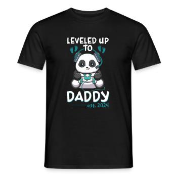 Leveled Up To Daddy Est. 2023 Gaming Panda - Men's T-Shirt - black - Front - AI Model Male 178 light (178cm)