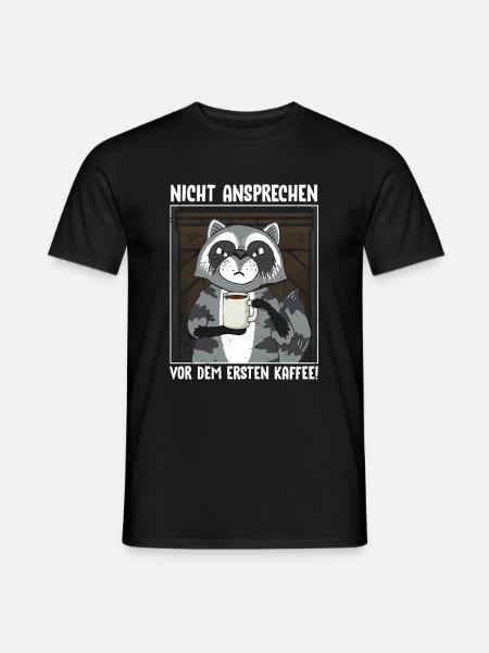 Waschbär Nicht Ansprechen Vor Dem Ersten Kaffee - Männer T-Shirt - Schwarz