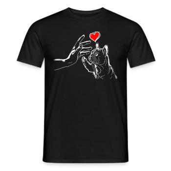 Frenchie Love Dog High Five - T-shirt homme - noir - Devant - AI Model Male 178 light (178cm)