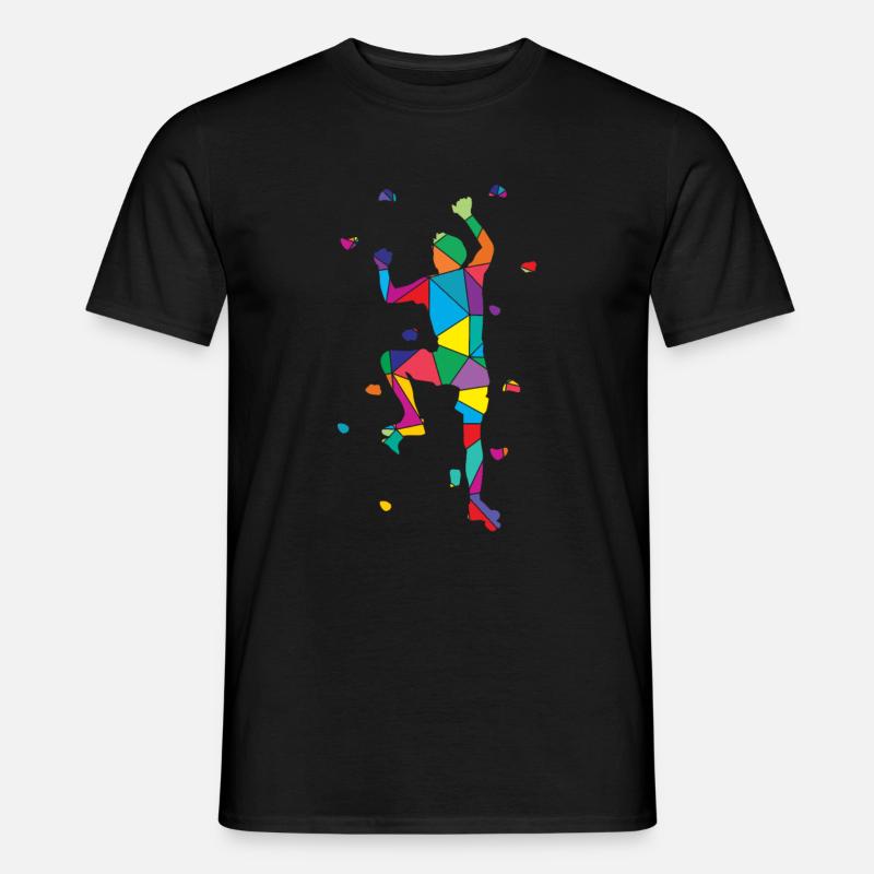 Low Poly Bergsteiger Polygon Wandklettern - Männer T-Shirt - Schwarz