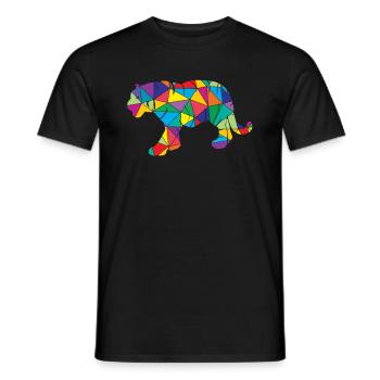 Low Poly Tiger Geometry Polygon Tiger - Men's T-Shirt - black - Front - AI Model Male 178 light (178cm)