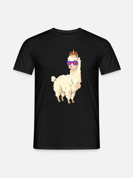 Lama das die Krone der Königin von England trägt - Männer T-Shirt - Schwarz