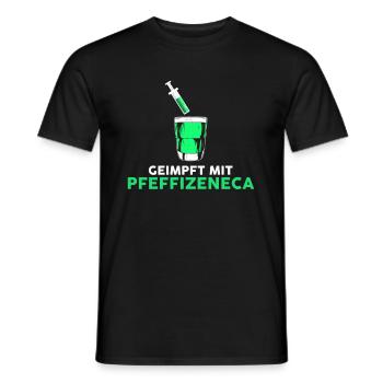 Inoculated with pepper peppermint liqueur - Men's T-Shirt - black - Front - AI Model Male 178 light (178cm)