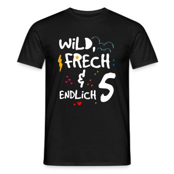 Wild Frech & endlich 5 Kindergeburtstag - Männer T-Shirt - Schwarz - Vorne - AI Model Male 178 light (178cm)