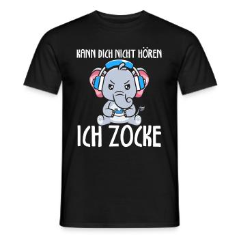 Kann Dich Nicht Hören Ich Zocke Gamer Elefant - Männer T-Shirt - Schwarz - Vorne - AI Model Male 178 light (178cm)