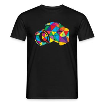 Caméra polygonale Low Poly Photographer - T-shirt homme - noir - Devant - AI Model Male 178 light (178cm)