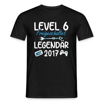 Level 6 Jahre Geburtstagsshirt Gamer 2017 - Männer T-Shirt - Schwarz - Vorne - AI Model Male 178 light (178cm)