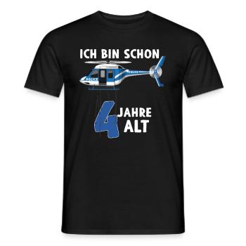 Polizei Hubschrauber 4. Geburtstag - Männer T-Shirt - Schwarz - Vorne - AI Model Male 178 light (178cm)