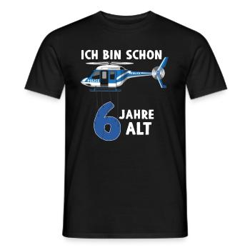 Polizei Hubschrauber Geburtstagsshirt 6 Jahre - Männer T-Shirt - Schwarz - Vorne - AI Model Male 178 light (178cm)