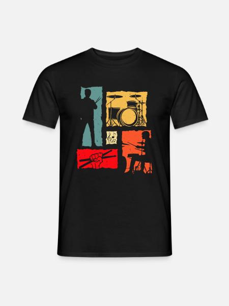 Batterie Retro Batteur Joueur de batterie vintage - T-shirt homme - noir