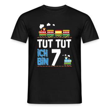 7. Geburtstag Tut Tut Eisenbahn - Männer T-Shirt - Schwarz - Vorne - AI Model Male 178 light (178cm)
