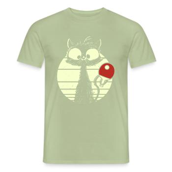 Chat joueur de tennis de table - T-shirt homme - vert sauge - Devant - AI Model Male 178 light (178cm)