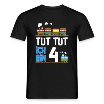 4. Geburtstag Tut Tut Eisenbahn Zug 4 Jahre - Männer T-Shirt - Schwarz - Vorne - AI Model Male 178 light (178cm)