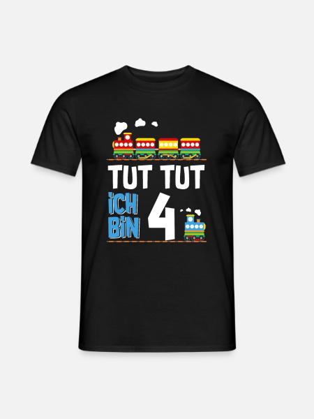 4. Geburtstag Tut Tut Eisenbahn Zug 4 Jahre - Männer T-Shirt - Schwarz
