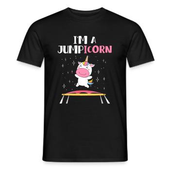 Jumpicorn Einhorn Trampolin - Männer T-Shirt - Schwarz - Vorne - AI Model Male 178 light (178cm)