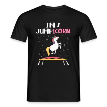 Jumpicorn Einhorn Trampolin - Männer T-Shirt - Schwarz - Vorne - AI Model Male 178 light (178cm)