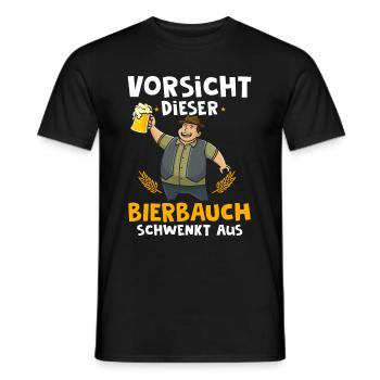 Vorsicht dieser Bierbauch schwenkt aus - Männer T-Shirt - Schwarz - Vorne - AI Model Male 178 light (178cm)