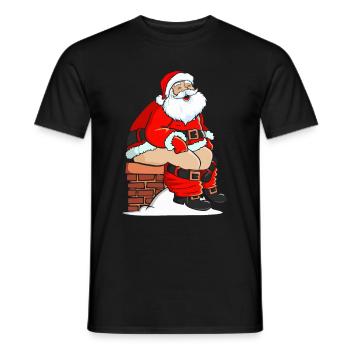 Père Noël faisant caca dans la cheminée - T-shirt homme - noir - Devant - AI Model Male 178 light (178cm)
