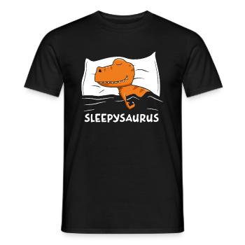 Chemise de sommeil Dinosaure Saurus endormi - T-shirt homme - noir - Devant - AI Model Male 178 light (178cm)