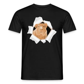 Hamster peeking through a hole - Men's T-Shirt - black - Front - AI Model Male 178 light (178cm)