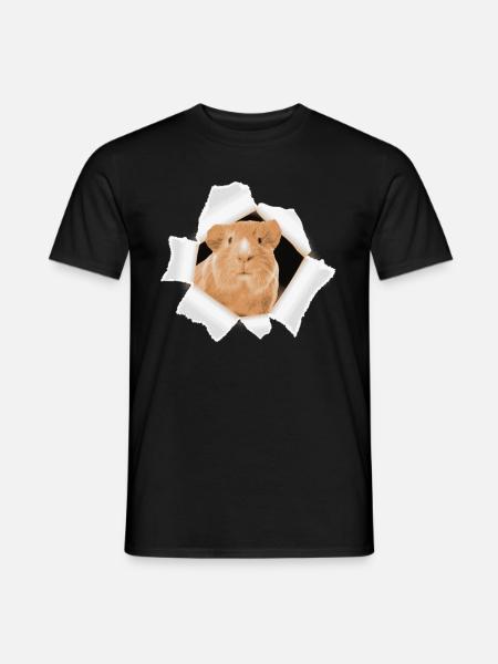 Hamster peeking through a hole - Men's T-Shirt - black