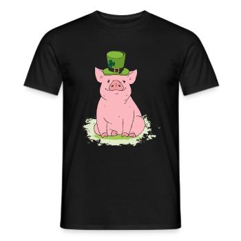 Cochon chanceux avec haut-de-forme et trèfle - T-shirt homme - noir - Devant - AI Model Male 178 light (178cm)