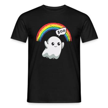 Boo Gespenst Regenbogen Halloween - Männer T-Shirt - Schwarz - Vorne - AI Model Male 178 light (178cm)