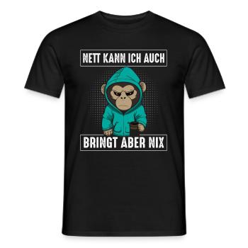 Affe Nett Kann Ich Auch Bringt Aber Nix - Männer T-Shirt - Schwarz - Vorne - AI Model Male 178 light (178cm)