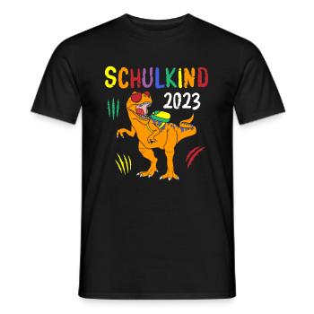 Schulkind 2023 Dino - Männer T-Shirt - Schwarz - Vorne - AI Model Male 178 light (178cm)