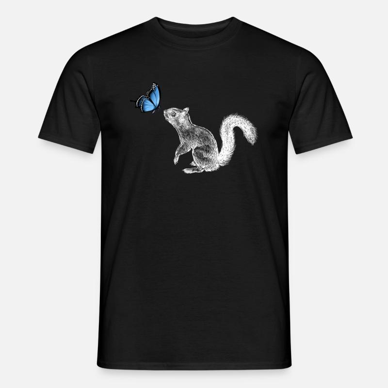 Eichhörnchen mit Schmetterling - Männer T-Shirt - Schwarz