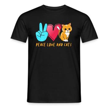 Peace Love Cats - Männer T-Shirt - Schwarz - Vorne - AI Model Male 178 light (178cm)