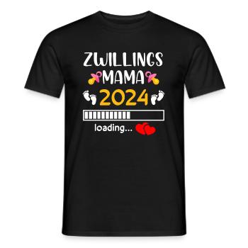 Zwillingsmama 2024 Mama Loading - Männer T-Shirt - Schwarz - Vorne - AI Model Male 178 light (178cm)