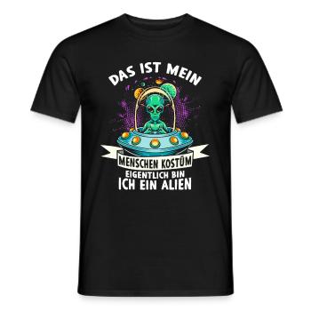 This is my human costume I'm an alien - Men's T-Shirt - black - Front - AI Model Male 178 light (178cm)