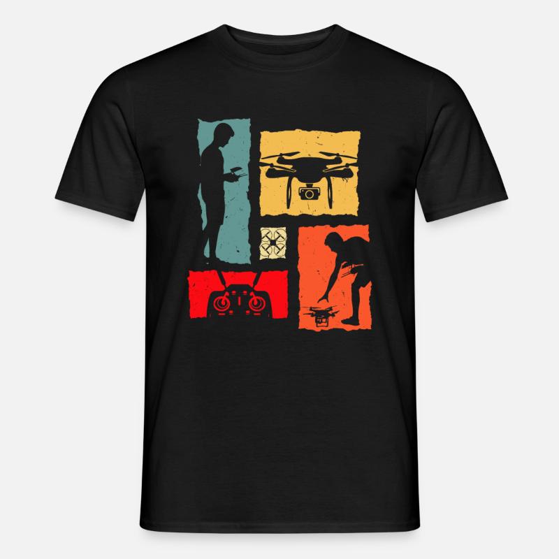 Drone Retro Drone Drone Pilots - Männer T-Shirt - Schwarz