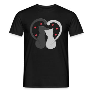 Deux cœurs de chat - T-shirt homme - noir - Devant - AI Model Male 178 light (178cm)