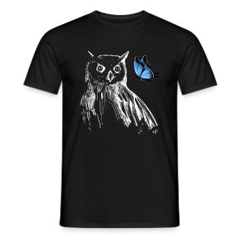 Hibou avec papillon - T-shirt homme - noir - Devant - AI Model Male 178 light (178cm)